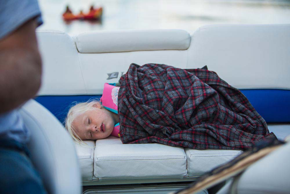 Taking a nap on a pontoon boat